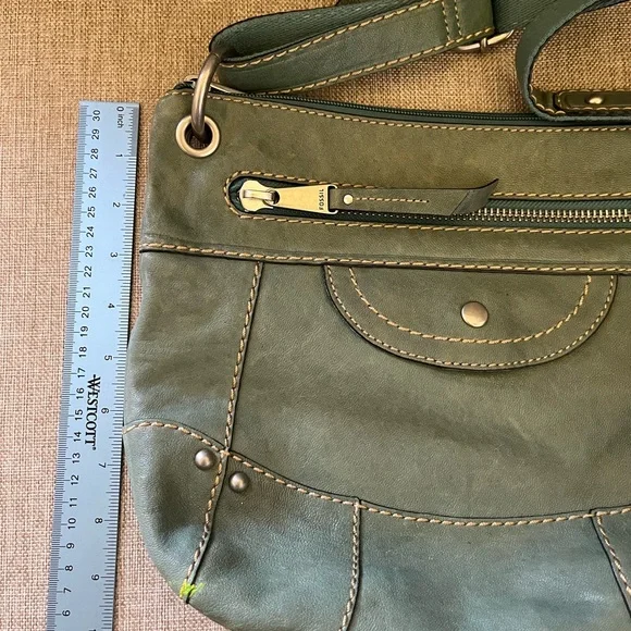 Fossil Green Crossbody Bag with Silver Accents - Picture 4 of 9